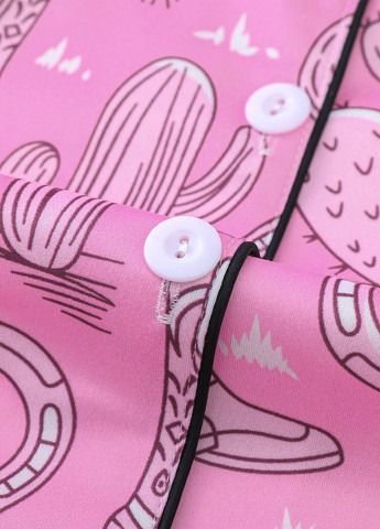 Фуксинова (колору Фукія) всесезон піжама (сорочка, шорти) сорочка + шорти SHEIN