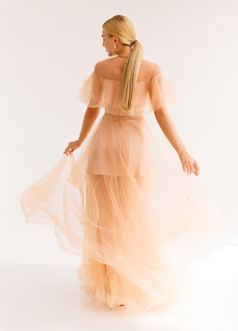 Бежева вечірня сукня бежевого кольору з пишною спідницею Gepur однотонна