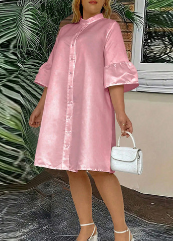 Рожева кежуал сукня а-силует, сукня-сорочка SHEIN однотонна