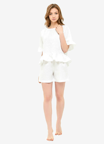 Белая всесезон пижама (топ, шорты) футболка + шорты MORANDI