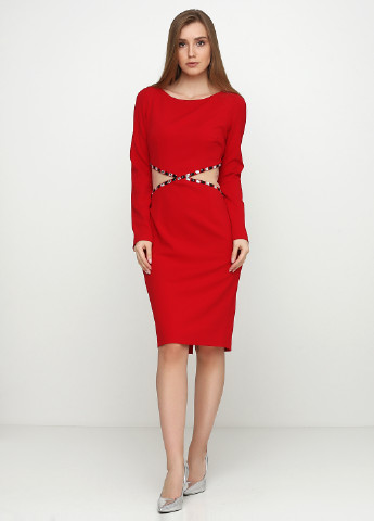 Красное кэжуал платье футляр Sassofono однотонное