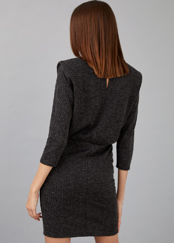 Темно-серое кэжуал лонгслив платье-свитер DeFacto