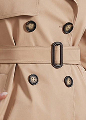 Бежевое демисезонное Пальто двубортное SHEIN