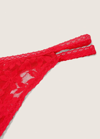 Трусы Victoria's Secret тонг однотонные красные домашние полиамид