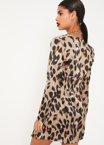Темно-бежевое кэжуал платье Missguided леопардовый