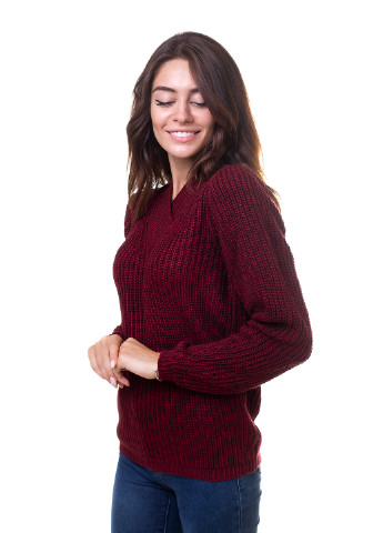 Бордовый зимний пуловер пуловер Bakhur