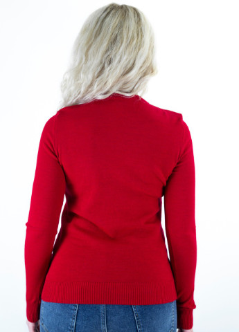 Червоний демісезонний светр жіночий червоний новорічний з совами Vivacita