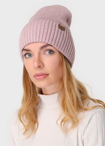 Тепла зимова кашемірова жіноча шапка з відворотом без підкладки 500002 DeMari (244712793)