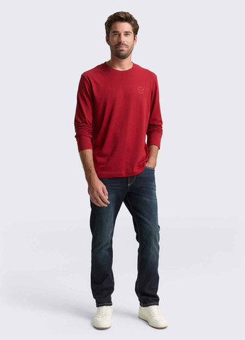 Лонгслів Tom Tailor логотип червоний кежуали бавовна