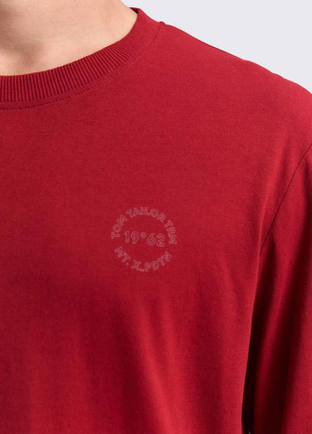 Лонгслів Tom Tailor логотип червоний кежуали бавовна