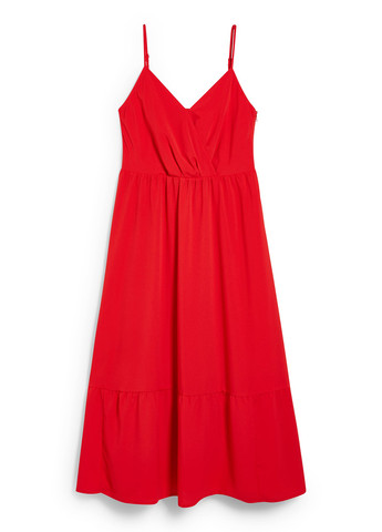 Червона кежуал сукня кльош C&A однотонна