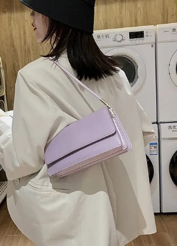 Жіноча класична сумка фіолетова пурпурна 5600 багет через плече клатч на короткій ручці No Brand (252989196)