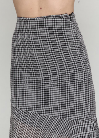 Черно-белая кэжуал в клетку юбка H&M миди
