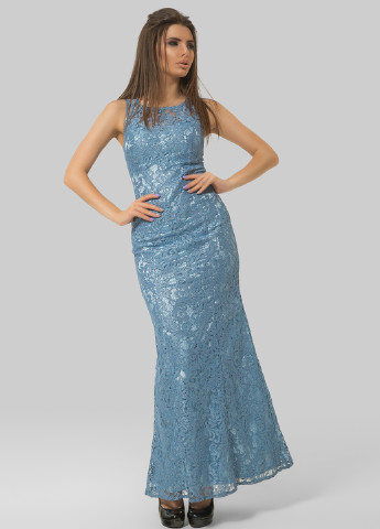 Серо-голубое вечернее платье Azuri однотонное