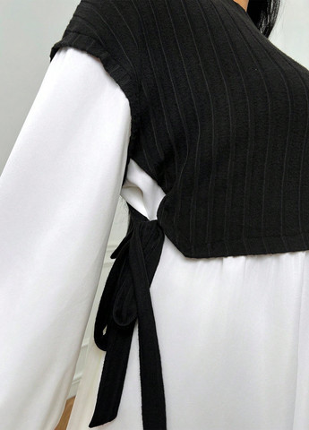 Черно-белое кэжуал платье а-силуэт SHEIN колор блок