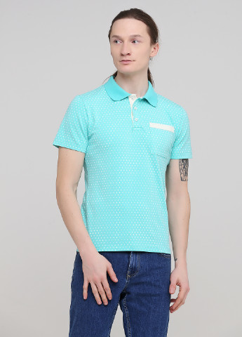 Светло-бирюзовая мужская футболка поло Melgo с геометрическим узором