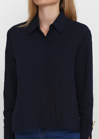 Темно-синяя кэжуал рубашка однотонная Sweewe