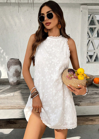 Білий святковий, вечірня, кежуал сукня а-силует SHEIN з квітковим принтом