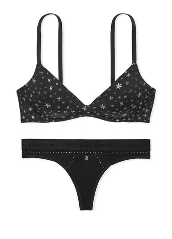 Черный демисезонный комплект (бюстгальтер, трусики) Victoria's Secret
