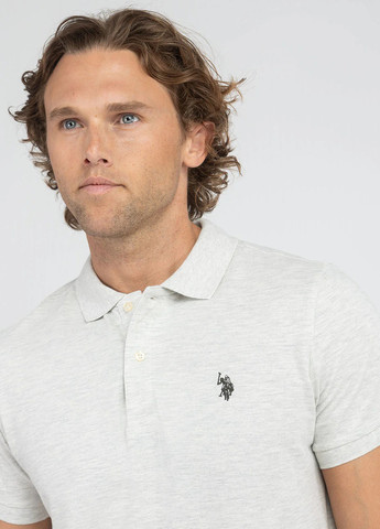 Серая футболка-поло для мужчин U.S. Polo Assn. меланжевая