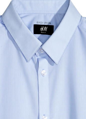 Сорочка H&M однотонна блакитна ділова поліестер