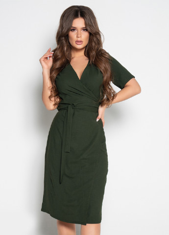 Оливково-зеленое кэжуал платье Issa однотонное