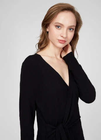 Чорна кежуал сукня на запах, сукня светр Trussardi Jeans однотонна
