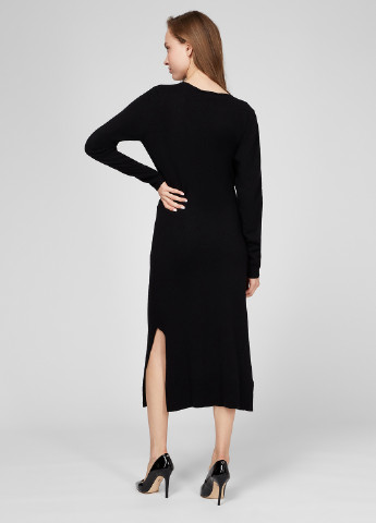 Чорна кежуал сукня сукня светр, на запах Trussardi Jeans однотонна