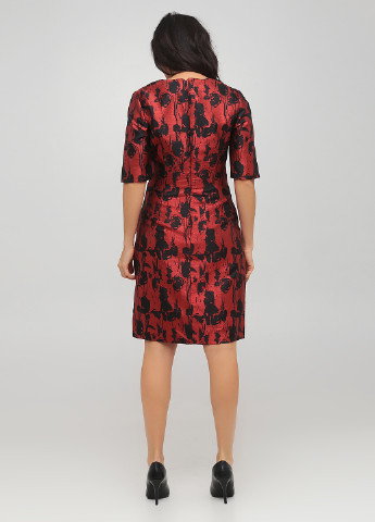 Темно-красное кэжуал платье а-силуэт The J. Peterman Company с абстрактным узором