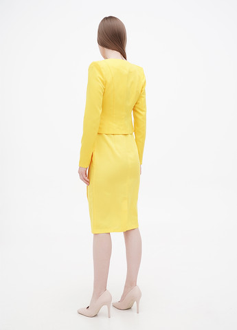 Жовтий демісезонний комплект (сукня, жакет) Dioni