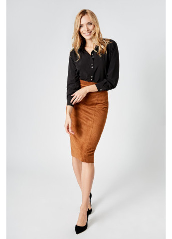 Светло-коричневая офисная однотонная юбка BYURSE карандаш