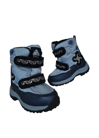 Детские голубые зимние кэжуал ботинки с вышивкой для девочки