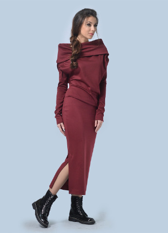 Бордовое кэжуал платье Agata Webers однотонное