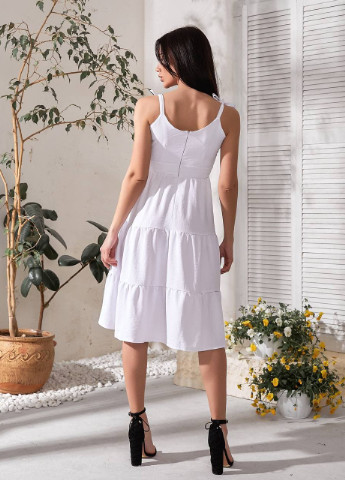Білий кежуал сукня з льону Hand Made