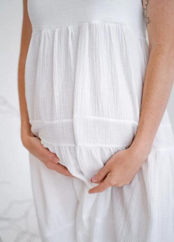 Мусліновий сарафан для вагітних регульовані бретельки хакі To Be (238473629)