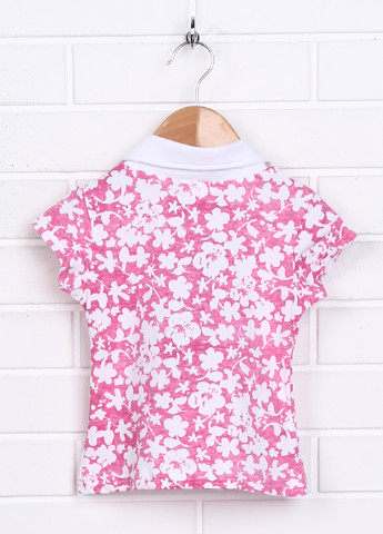 Розовая детская футболка-поло для девочки Клим с цветочным принтом