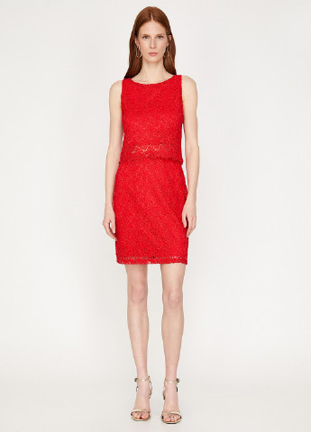 Красное кэжуал платье футляр KOTON однотонное