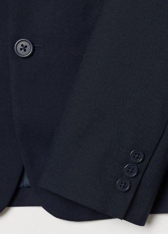 Пиджак H&M однотонный тёмно-синий деловой полиэстер