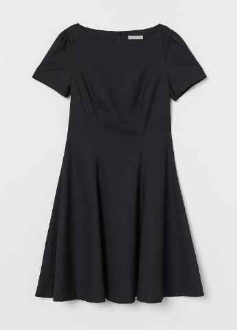 Чорна коктейльна сукня з пишним рукавом H&M однотонна