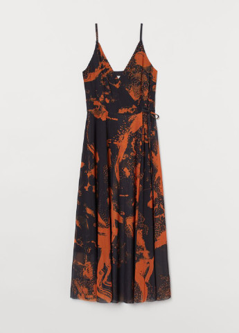 Чорна кежуал сукня на запах H&M з абстрактним візерунком