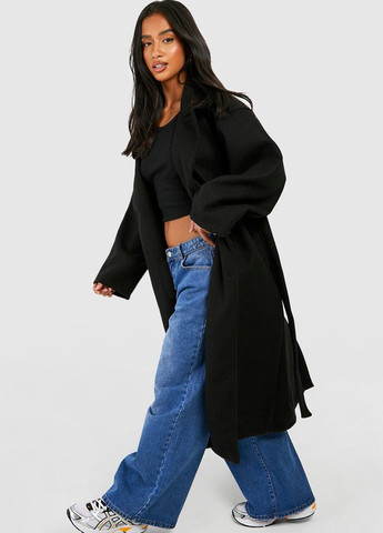 Черное демисезонное Пальто однобортное Boohoo