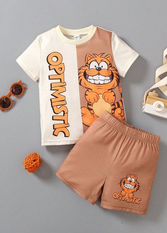 Комбинированный летний костюм (футболка, шорты) с шортами SHEIN