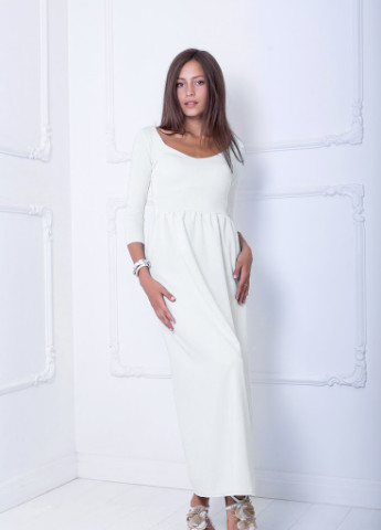 Белое кэжуал яркое летнее платье-макси с рукавом три четверти delise Podium однотонное