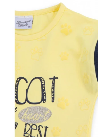 Синій літній костюм десткий з лапками (8697-110g-yellow) Breeze