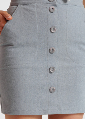 Серо-голубая джинсовая однотонная юбка Carica