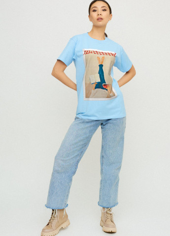 Голубая демисезон футболка boyfriend / air print / YAPPI