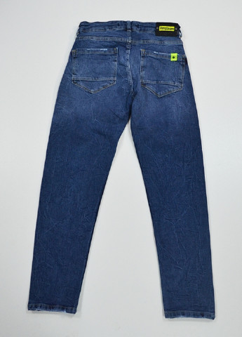 Джинси A-yugi прямі однотонні сині джинсові бавовна