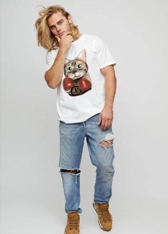 Белая футболка мужская basic /air print/ YAPPI