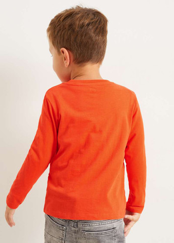 Оранжево-красный демисезонный кэжуал лонгслив C&A с рисунком