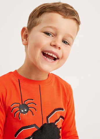 Оранжево-красный демисезонный кэжуал лонгслив C&A с рисунком